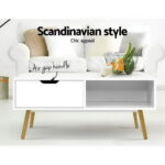 Artiss Coffee Table Storage Drawer White Larin - Image 3