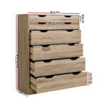 Artiss 6 Chest of Drawers - MYLA Oak - Image 2