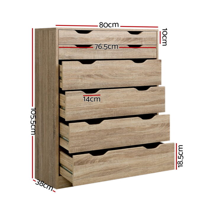 Artiss 6 Chest of Drawers - MYLA Oak - Image 2