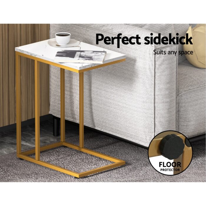 Artiss Coffee Table Side Table Marble Effect Emma - Image 4