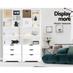 Artiss Bookshelf with Drawers - NANA White - Image 4