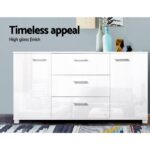 Artiss Buffet Sideboard High Gloss - ZARA White - Image 4