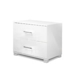 Artiss Bedside Table 2 Drawers High Gloss - ZARA White