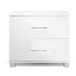 Artiss Bedside Table 2 Drawers High Gloss - ZARA White - Image 3