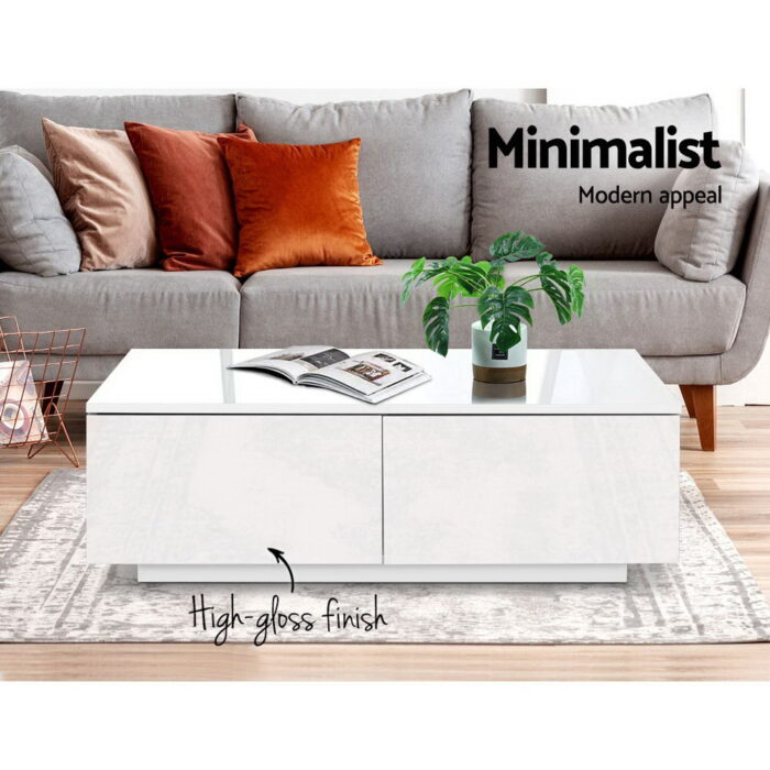 Artiss Coffee Table 4 Drawers White Trevi - Image 3