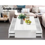Artiss Coffee Table 4 Drawers White Trevi - Image 4