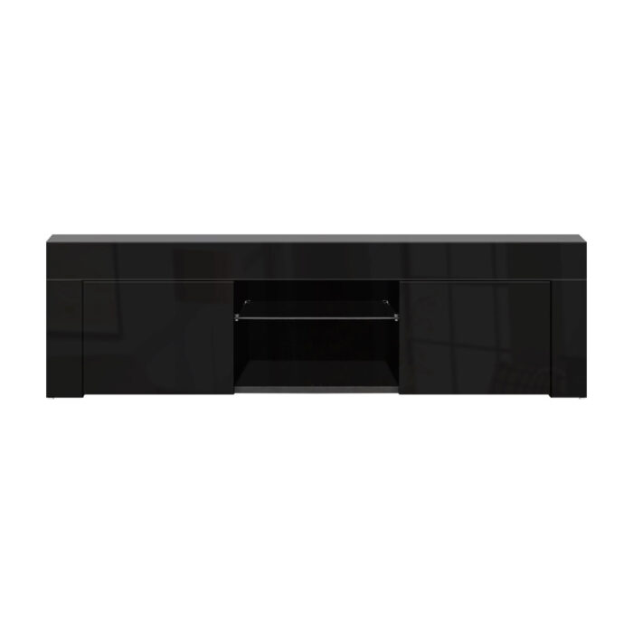 Artiss Entertainment Unit TV Cabinet LED 130cm Black Angus - Image 3