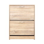 Artiss Shoe Cabinet Shoes Storage Rack 24 Pairs Organiser Shelf Cupboard Oak - Image 3