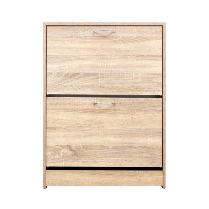 Artiss Shoe Cabinet Shoes Storage Rack 24 Pairs Organiser Shelf Cupboard Oak - Image 3