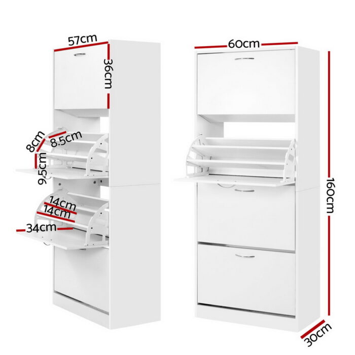 Artiss 60 Pairs Shoe Cabinet Shoes Rack Storage Organiser Shelf Cupboard Drawer - Image 2