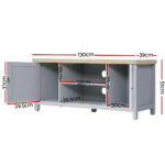 Artiss TV Cabinet Entertainment Unit Stand French Provincial Storage Shelf Wooden 130cm Grey - Image 2
