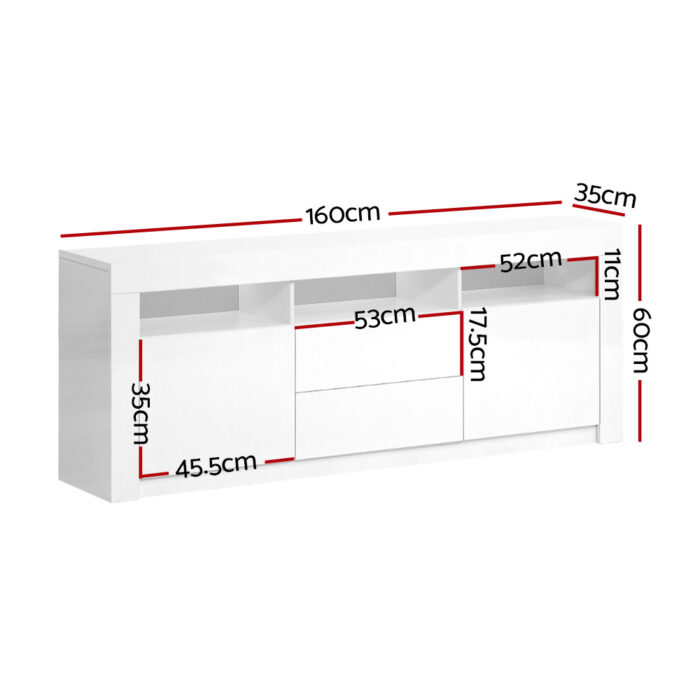 Artiss Entertainment Unit TV Cabinet LED 160cm White Anna - Image 2