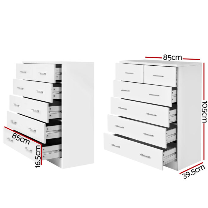 Artiss 6 Chest of Drawers - ANDES White - Image 2