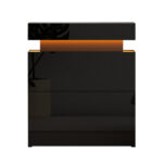 Artiss Bedside Table LED 2 Drawers Lift-up Storage - COLEY Black - Image 4
