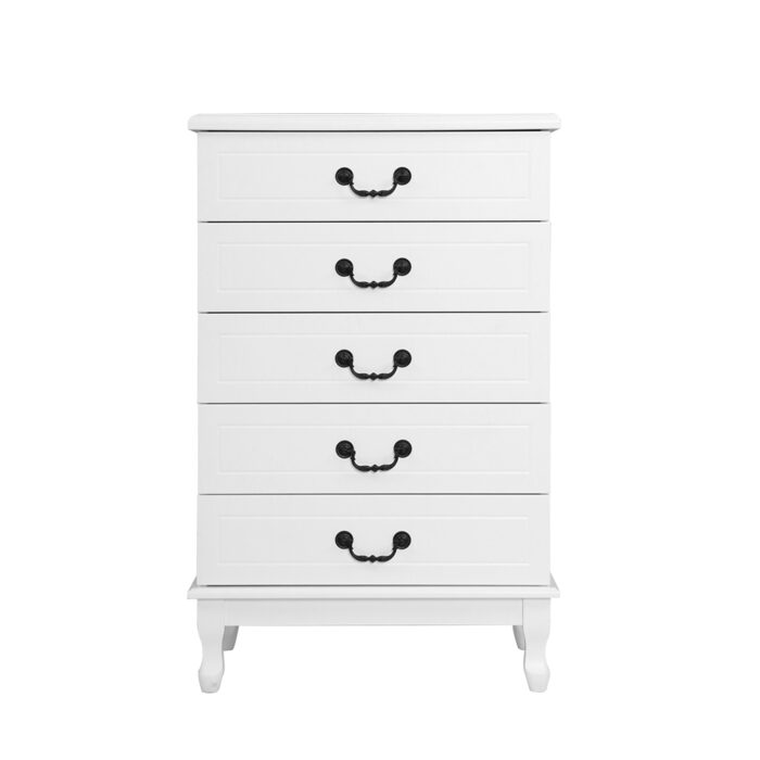 Artiss 5 Chest of Drawers - KUBI White - Image 3