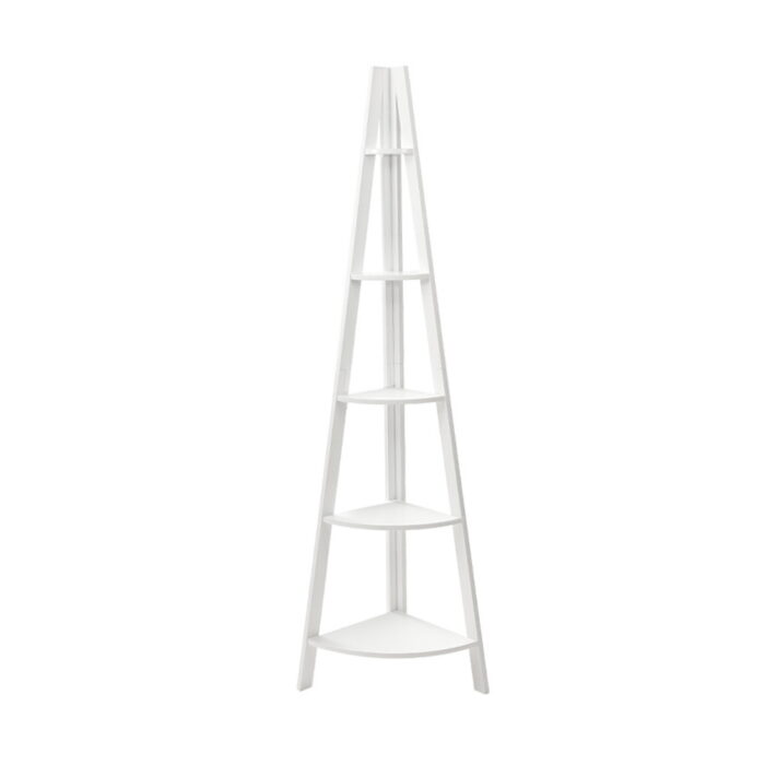Artiss Bookshelf Corner Shelf 5 Tiers - CANE White - Image 3