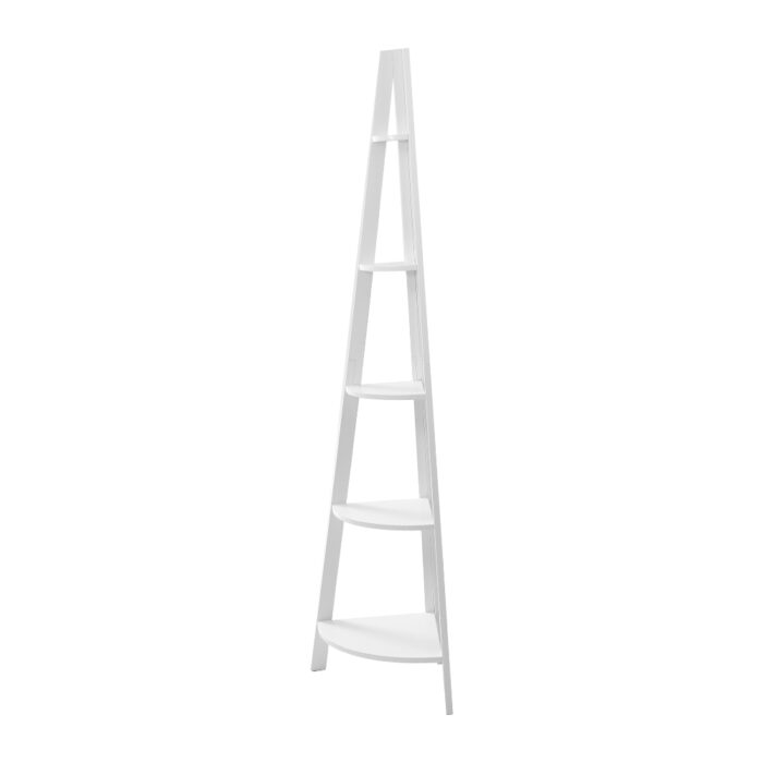 Artiss Bookshelf Corner Shelf 5 Tiers - CANE White - Image 4