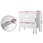 Artiss 3 Chest of Drawers - BRITTANY White - Image 2