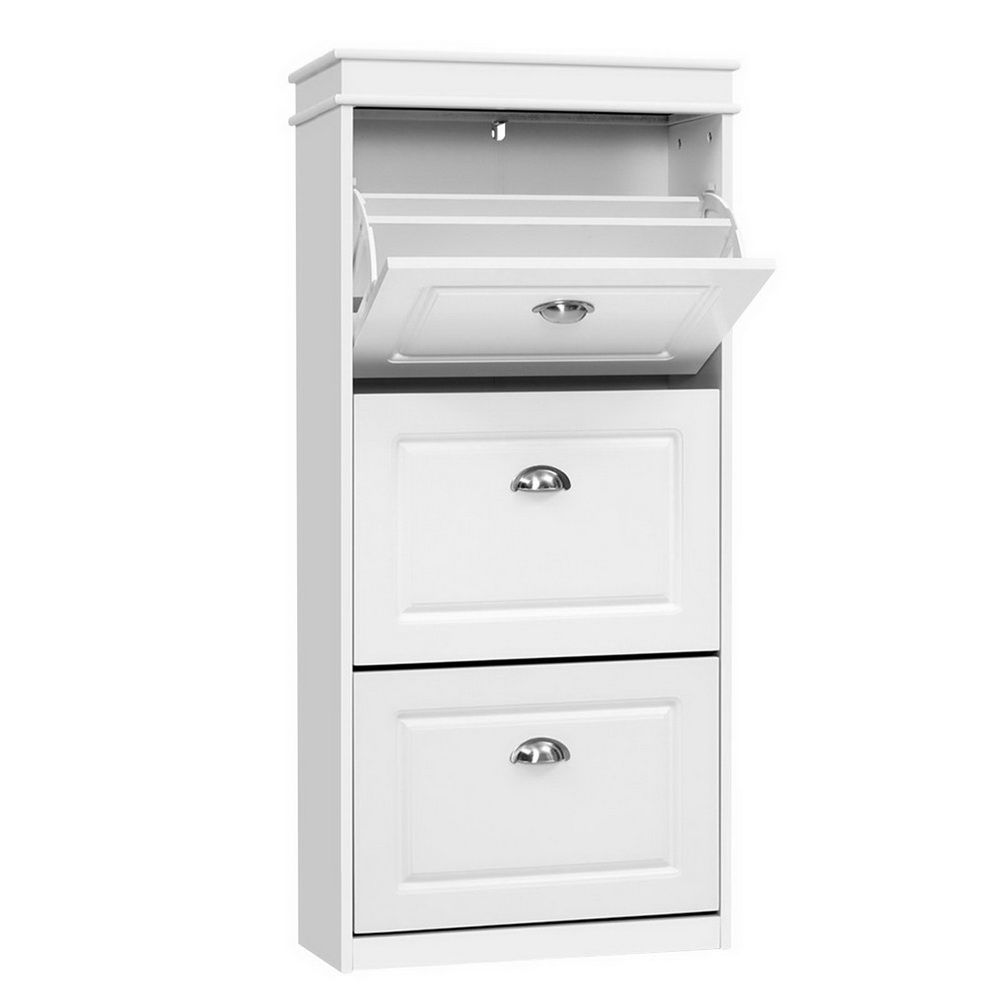 FURNI-P-SHOE-3D-WH-AB-00 Artiss Shoe Cabinet 18 Pairs 3-tier White Sena - Image 1