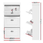 Artiss Shoe Cabinet 18 Pairs 3-tier White Sena - Image 2