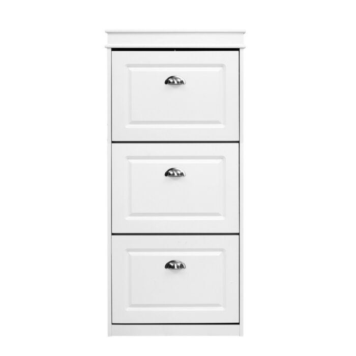 Artiss Shoe Cabinet 18 Pairs 3-tier White Sena - Image 3