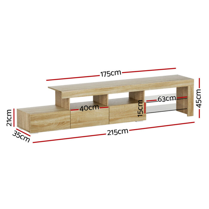 Artiss Entertainment Unit TV Cabinet LED 215cm Pine Caya - Image 2