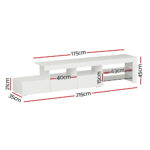 Artiss Entertainment Unit TV Cabinet LED 215cm White Caya - Image 2
