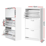 Artiss 3 Tier Shoe Cabinet - White - Image 2