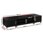 Artiss TV Cabinet Entertainment Unit 190cm Black Danson - Image 2