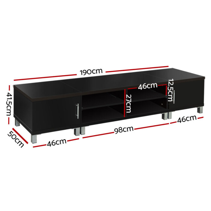 Artiss TV Cabinet Entertainment Unit 190cm Black Danson - Image 2