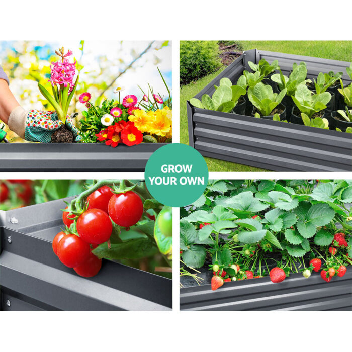 Greenfingers 2x Garden Bed 120x90cm Planter Box Raised Container Galvanised Herb - Image 3
