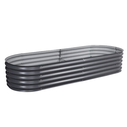 Greenfingers Garden Bed 240X80X42cm Oval Planter Box Raised Container Galvanised
