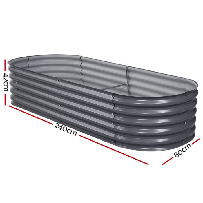 Greenfingers Garden Bed 240X80X42cm Oval Planter Box Raised Container Galvanised - Image 2