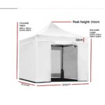 Instahut Gazebo Pop Up Marquee 3x3 Folding Wedding Tent Gazebos Shade White - Image 2