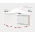Instahut Gazebo Pop Up Marquee 3x4.5 Folding Wedding Tent Gazebos Shade White - Image 3