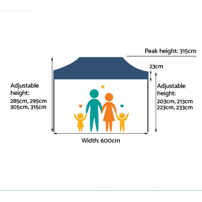 Instahut Gazebo Pop Up Marquee 3x6 Outdoor Tent Folding Wedding Gazebos Navy - Image 3