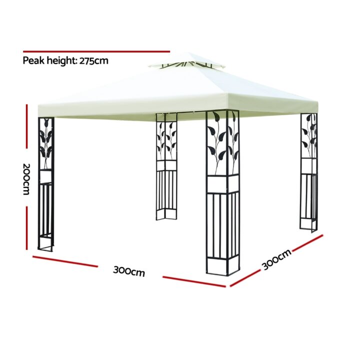 Instahut Gazebo 3x3m Marquee Outdoor Party Wedding Gazebos Tent Iron Art - Image 2