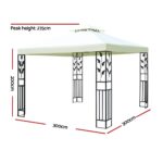 Instahut Gazebo 3x3m Party Marquee Outdoor Wedding Event Tent Iron Art Canopy White - Image 2