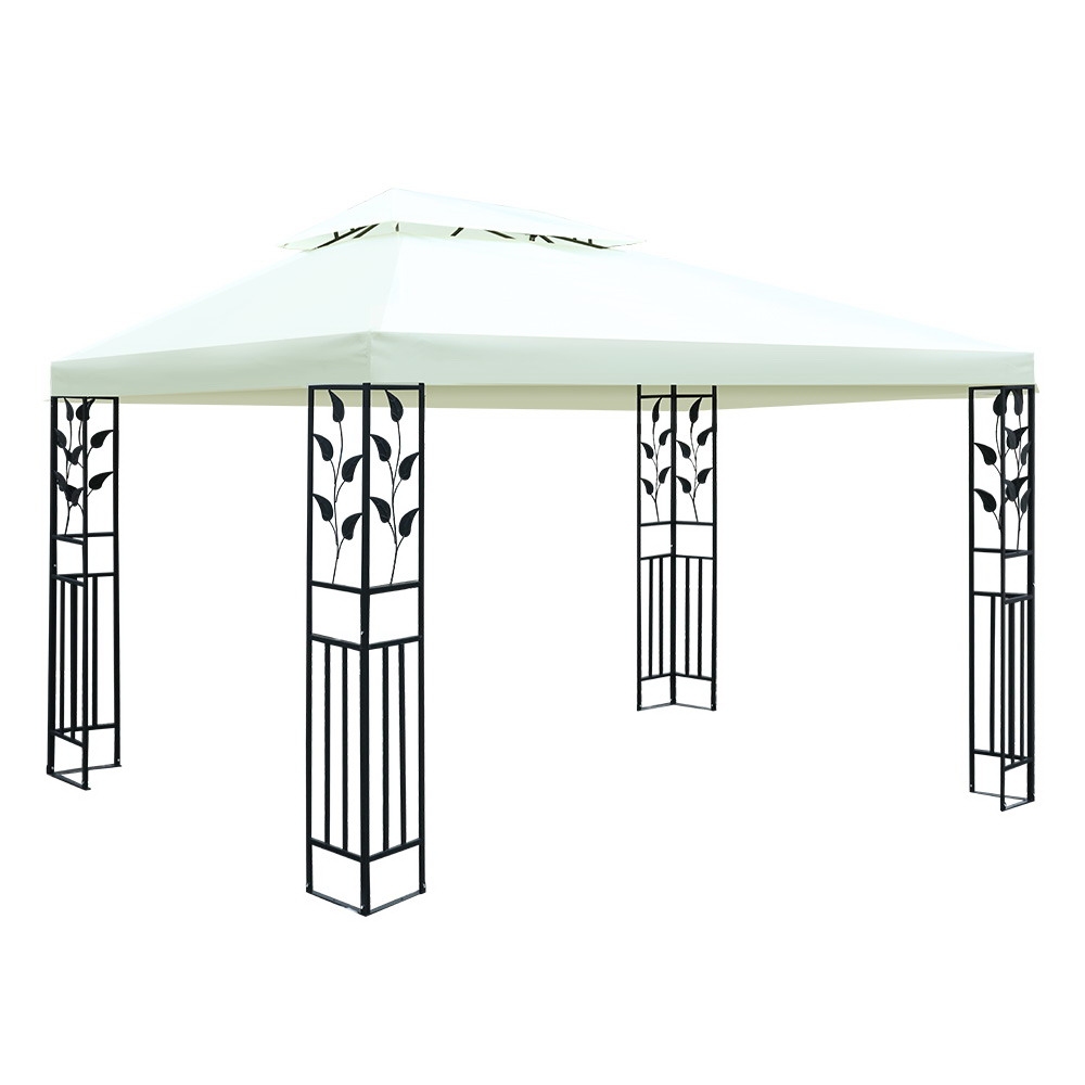 GAZEBO-IR-LE-RG-4X3-WH-AB-00 Instahut Gazebo 4x3m Party Marquee Outdoor Wedding Event Tent Iron Art Canopy - Image 1