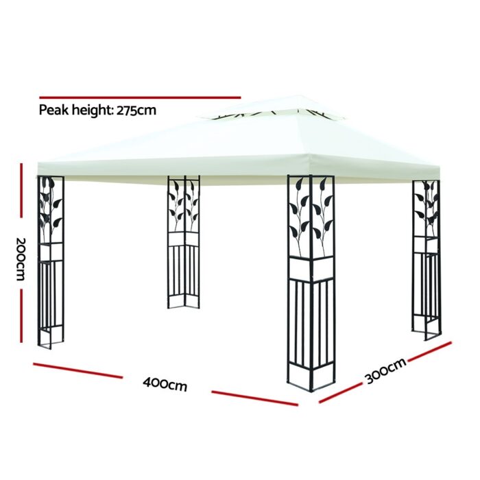 Instahut Gazebo 4x3m Party Marquee Outdoor Wedding Event Tent Iron Art Canopy - Image 2