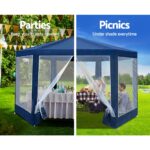 Instahut Gazebo?2x2m Marquee Wedding Party Tent Outdoor Camping Mesh Wall Canopy Shade Gazebos Navy - Image 4