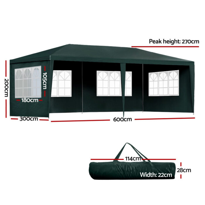 Instahut Gazebo 3x6m Marquee Wedding Party Tent Outdoor Camping Side Wall Canopy 4 Panel Green - Image 2