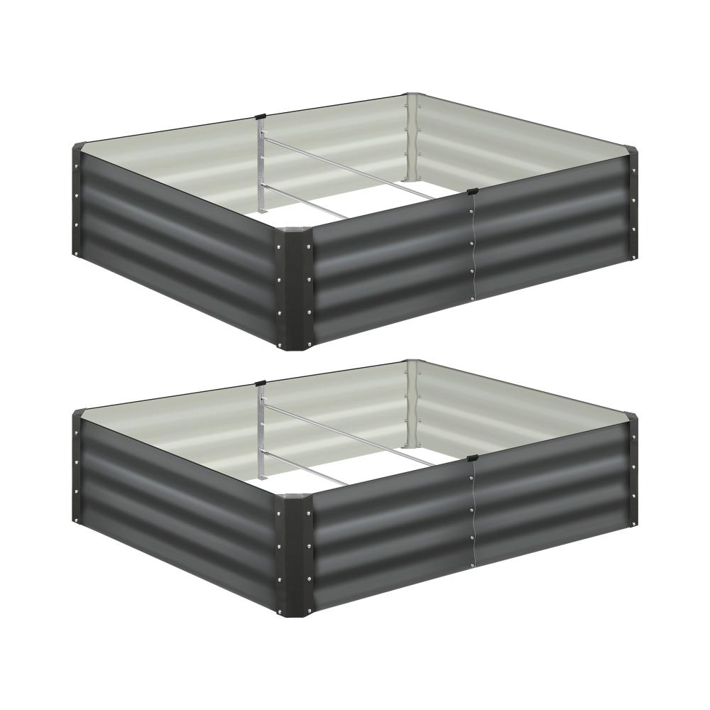 GB-30-15090-GY-2PC-01 Livsip Garden Bed x2 Galvanised Steel 150x90x30CM - Image 1
