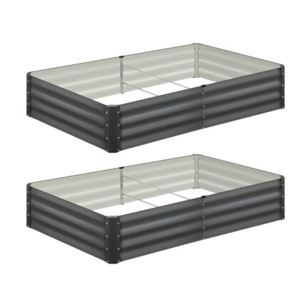 Livsip 210x90x30cm Garden Bed Galvanised Steel 4pcs