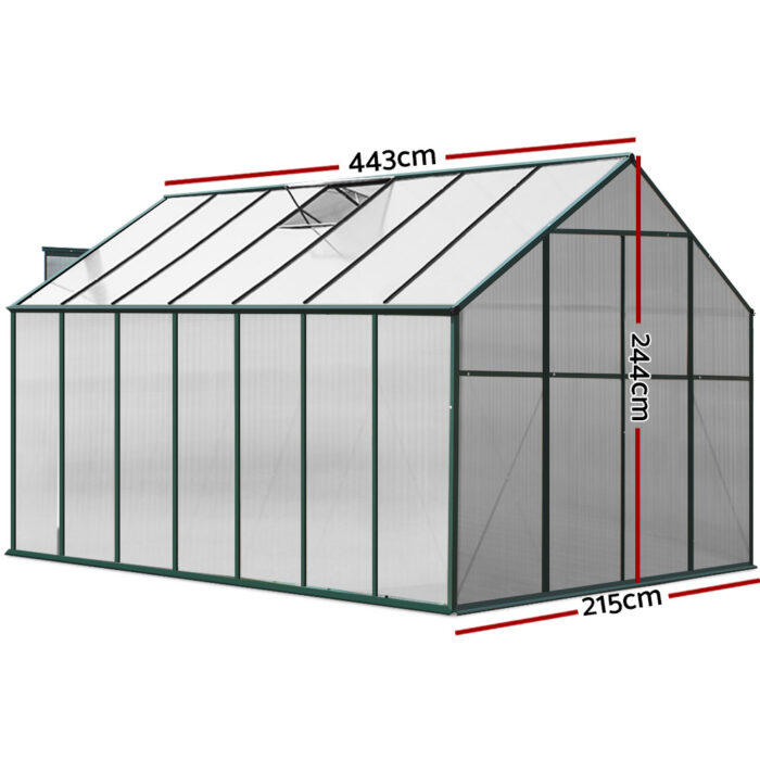 Greenfingers Greenhouse 4.43x2.44x2.15M Aluminium Polycarbonate Green House Garden Shed - Image 2