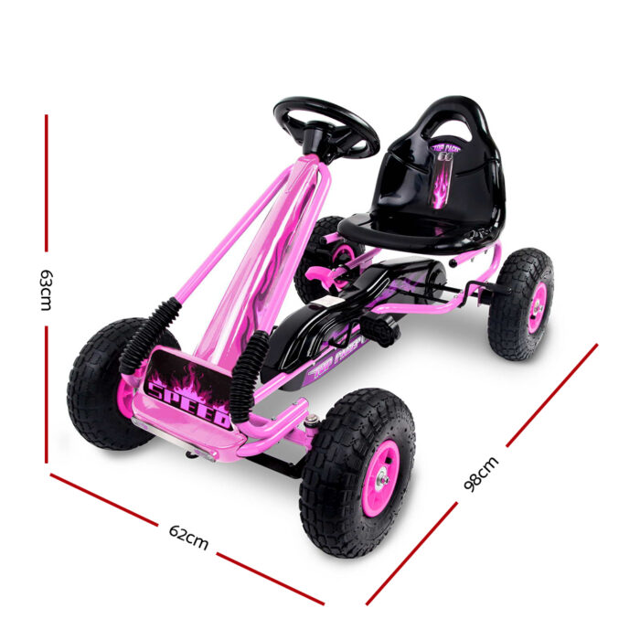 Rigo Kids Pedal Go Kart Outdoor Fun for Ages 3 and Up (Pink) - Image 2