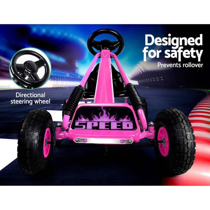 Rigo Kids Pedal Go Kart Outdoor Fun for Ages 3 and Up (Pink) - Image 4
