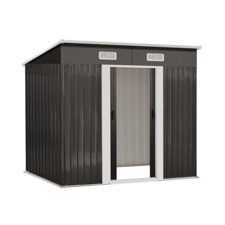 **ALT text:** Livsip 1.94x1.21M Steel Garden Shed with Sliding Doors