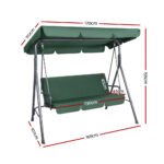 Gardeon Outdoor Swing Chair Garden Bench Furniture Canopy 3 Seater Green - Image 2