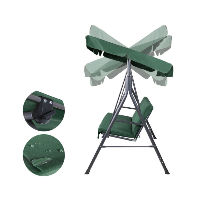 Gardeon Outdoor Swing Chair Garden Bench Furniture Canopy 3 Seater Green - Image 3